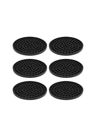 Xurunkeji Siyah Yuvarlak Silikon Kauçuk Bardak Altlıkları 6'lı Set Kaymaz Evler Ve Barlar İçin Mükemmel Siyah