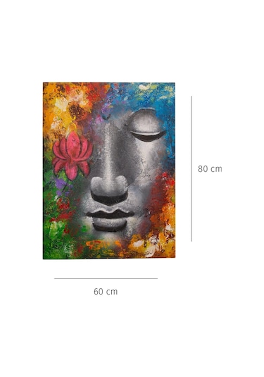 Renkli Lotus Ve Buda Yüzü Modern Tuval Tablo-119
