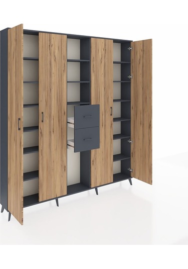 Arges Dolap 15 Raflı 2 Çekmeceli 4 Kapaklı 220x30x243 Antrasit-çam/antrasit Atlas Çam/antrasıt Arges Dolap 15 Raflı 2 Çekmeceli 4 Kapaklı 220x30x243 Antrasit-çam/antrasit Atlas Çam/antrasıt