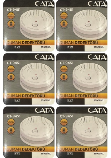 6 Adet Cata Pilli Duman Dedektörü Hassas Algılamalı