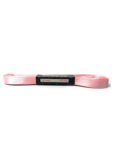 1 Cm Saten Kurdele - Pudra Pembe Saten  Kurdele