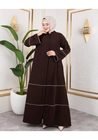 Kıl Biye Detaylı Abaya/ferace / Taba - F0145 Taba