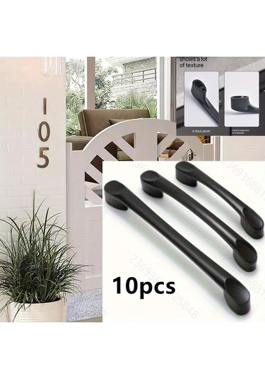Hightower 10 Adet Modern Minimalist Amerikan Stili Dolap Kapı Kolu Mat Siyah Alüminyum Yüzey Montaj Seti