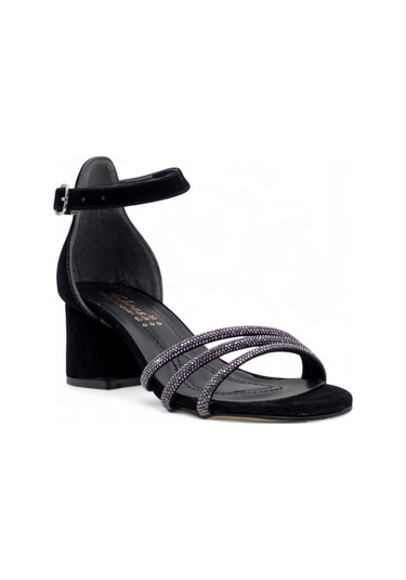 Berk Taşlı Alçak Topuklu Abiye Süet Siyah