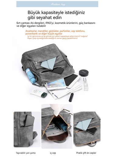 Kadın Vintage Sırt Çantası-siyah Siyah