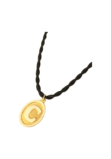 14 Ayar C Harf Siyah İpli Kolye