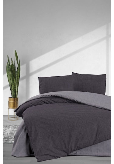 Elart Simple Fitted Tek Kişilik Nevresim Takımı 3 Parça Gri