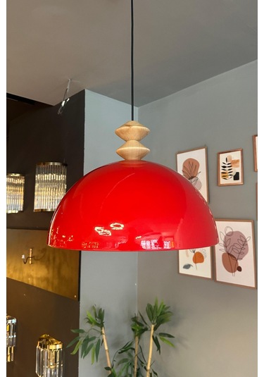 Linate Kırmızı Q Kafa Başlık Avize Tekli Sarkıt Salon Kuaför Dekoratif Aydınlatma Kırmızı