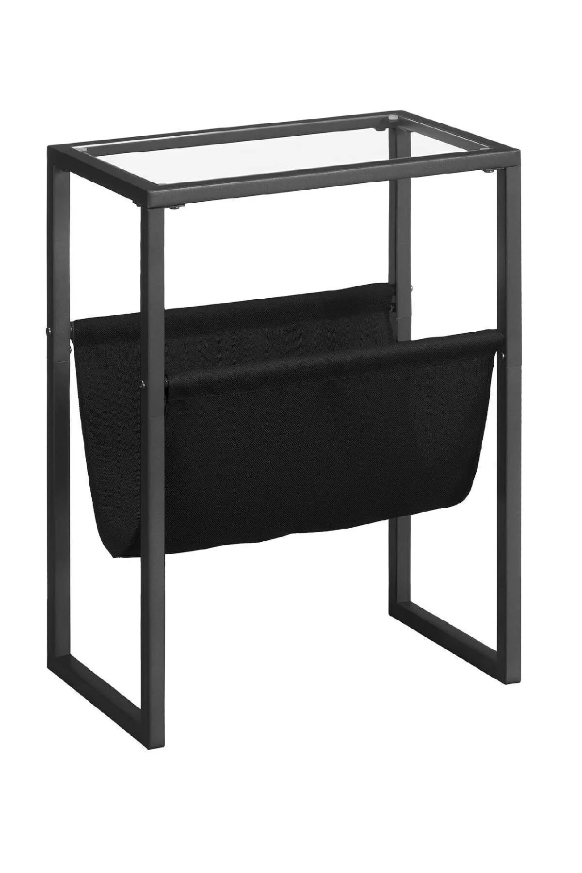 Temperli Cam Gazetelik Dergilik Yan Sehpa Koltuk Sehpası Siyah-şeffaf