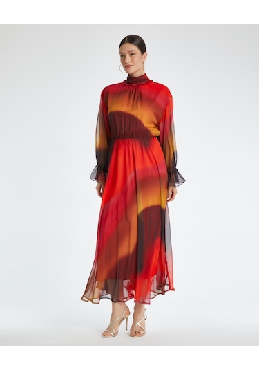 Kadın Midi Elbise - Modern Tasarım - Günlük Ve Özel Gün İçin Elbise Koral