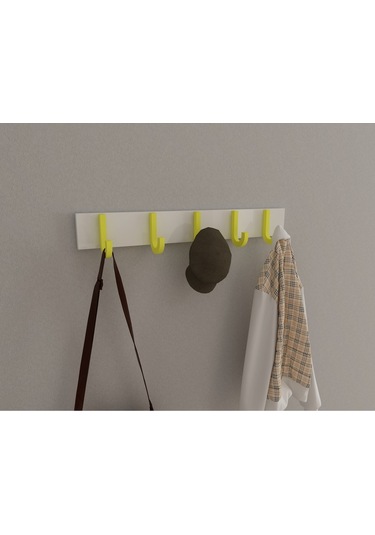 Hepsi3boyutlu Modern Duvar & Kapı Baston Askılık - 5 Adet Sarı J Askılık - Model No : 6 Sarı