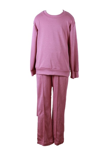 Trender Pudra Kız Çocuk Alt-üst Takım O Yaka Modal Pudra