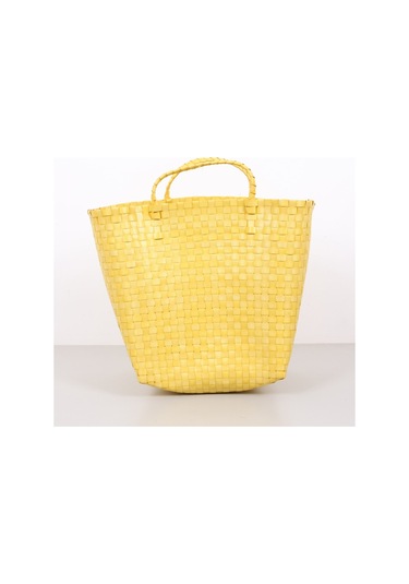 Sentetik Rattan Çanta 40x30x42 Cm Sarı
