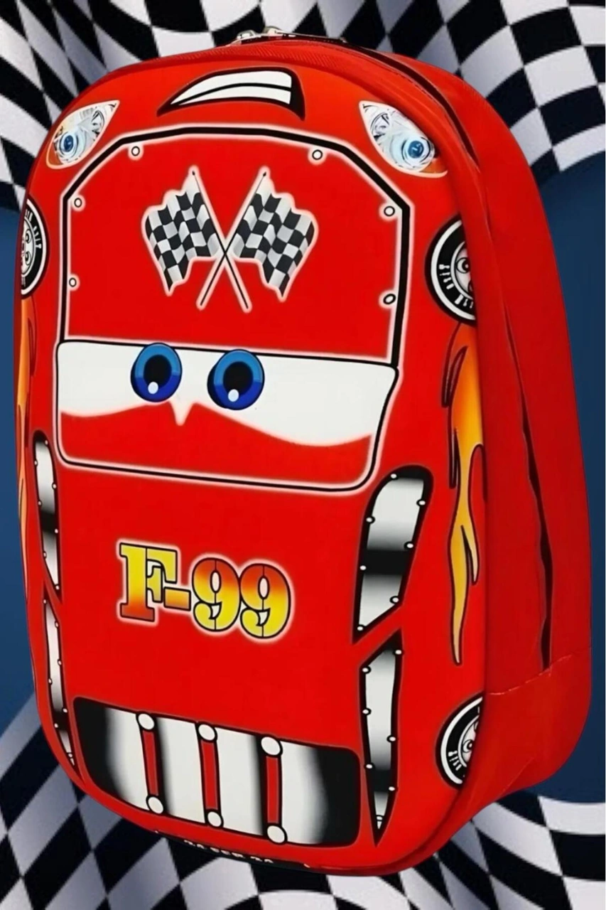 Tezzgelsin Formula Araba Baskılı Kumaş Anaokulu Kreş Günlük Kullanım Sırt Çantası Ve Okul Çantası Kirmizi