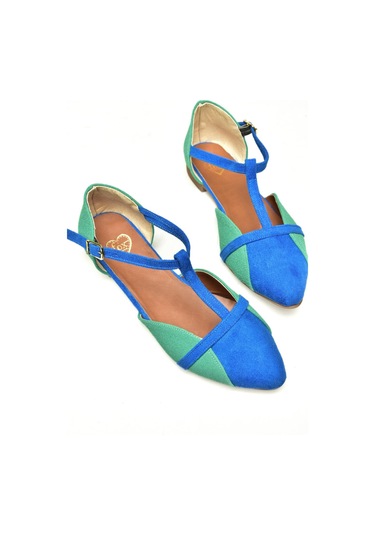 Fox Shoes Saks Mavi/su Yeşili Kadın Babet B726881802 Saks Saks Mavi