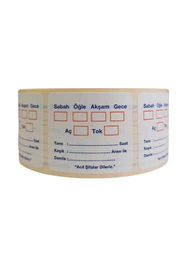 İlaç Kullanım Etiketi Beyaz Zeminli Baskılı (40x60 mm) - 1.000 Adet