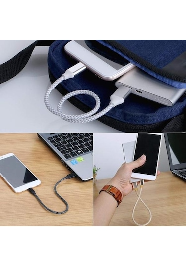 Mavi İos Uyumlu, Type-c Ve Mikro Usb İçin Ekstra Uzun 10ft Naylon Örgülü Usb Şarj Kablosu, Dayanıklı Ve Hızlı Şarj 1.5m Type-c