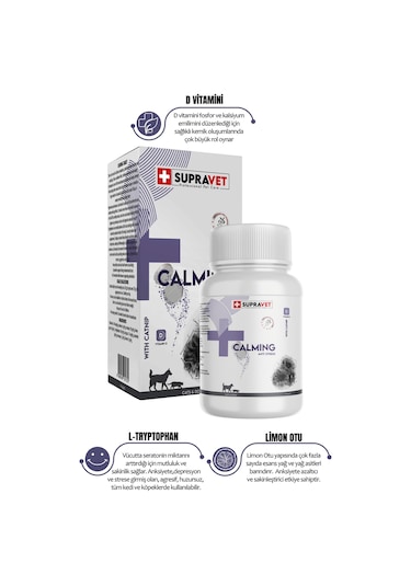 Kedi ve Köpekler için Sakinleştirici Calming Tablet + VİTAMİN D ( 75 Tablet )