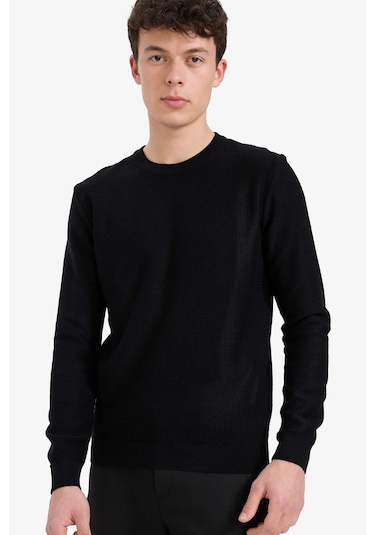 Defacto Standart Fit Bisiklet Yaka Triko Kazak C9618ax25aubk27 Siyah