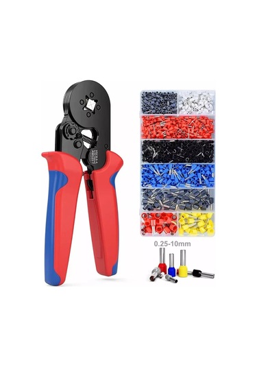 Symbee Hsc8-6-4a 0.25-10mm² Awg23-7 Otomatik Ayarlı Terminal Pres Aleti Seti, 1250 Adet Terminale Sahip, Ergonomik Kollü, Elektrik Çalışmaları İçin