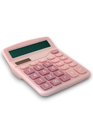 Dx-837b Güneş Enerjili Ve Pilli Pembe Hesap Makinesi 12 Haneli Pembe