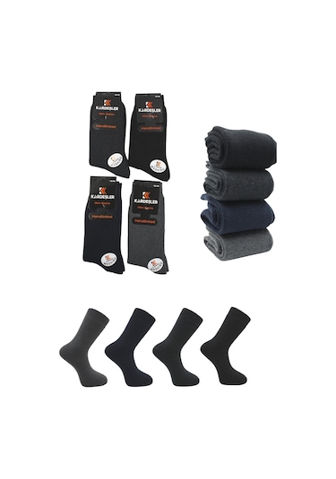 Erkek Havlu Pamuklu Kışlık Çok Renkli Soket Çorap Termal 4'lü Çok Renkli