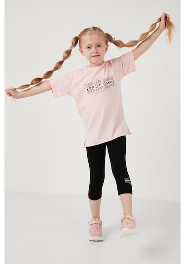 Lela Pamuklu Bisiklet Yaka Kısa Kollu Taytlı Alt-Üst Kız Çocuk Takım 6212007 Somon Lela Pamuklu Bisiklet Yaka Kısa Kollu Taytlı Alt-Üst Kız Çocuk Takım 6212007 Somon