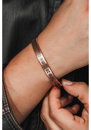 Erkek Bakır Bileklik - Sayı Sekansları Melek Sayılar Aşk Para Sağlık Mutluluk Vs Her Bileğe Uyar