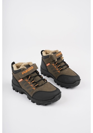 Muggo Bob Garantili Bağcıklı Cırtlı İçi Kürklü Unisex Çocuk Outdoor Kışlık Bot 001
