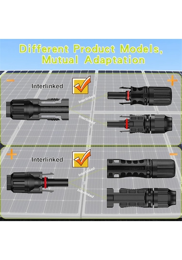 Xurunkeji 10 Çift Güneş Konnektörü, 20 Adet Güneş Paneli Kablo Konnektörü Adaptörü Erkek/dişi Ip68 1000v 30a 2 Anahtar 10awg