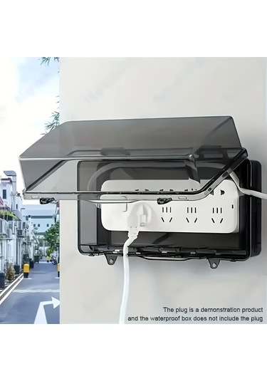 Fastbuy Siyah Dayanıklı Elektrik Kutusu, Abs Reçine, 6 Priz Deliği, Dış Mekan Montaj