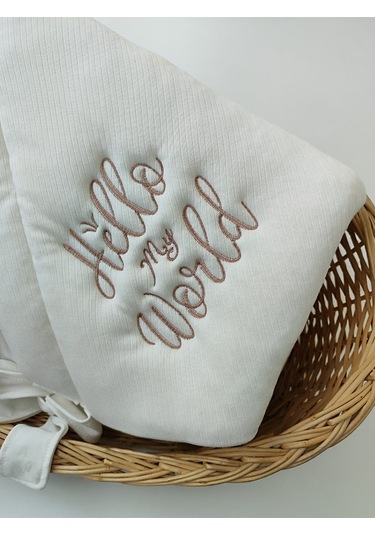 Bebek Battaniyesi %100 Pamuklu Bebek Kundak Battaniyesi Kız Erkek Dış Kundak Hastane Çıkışı Ekru