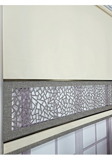 Yeni Nesil Çift Renk Lazer Stor Perde Mat Kalın Kumaşlı Renk Seçenekli Krem-gri