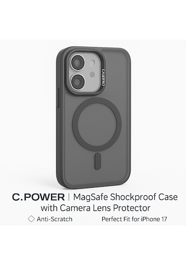 İphone 17 Kılıfı, Kaliteli Kamera Lens Koruyucu Dahil, Magsafe Uyumlu Darbe Dayanaklı, 3 Renk Siyah