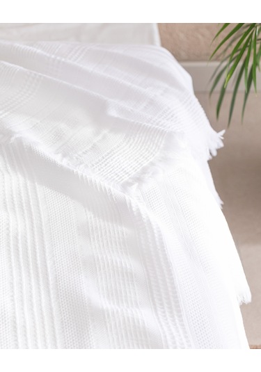 Madame Coco Lucille Çift Kişilik %100 Pamuk Yatak Örtüsü - Beyaz 8684427016732 Beyaz