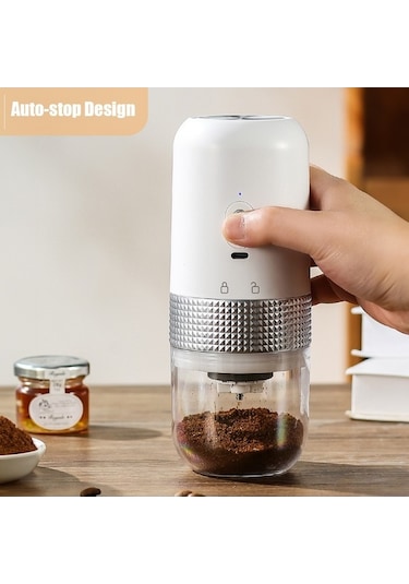Createtech 200ml Usb Şarjlı Taşınabilir Elektrikli Burr Kahve Öğütücü 13w Ayarlanabilir Seyahat Ofis Kamp İçin Gri Gri