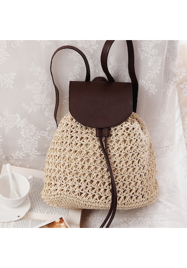 Arion Kağıt İplik Hasır Sırt Çantası Str-1205 Bej