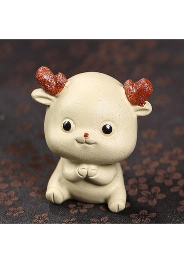 Lijinxu Mini Geyik Heykeli Çay Severler Hediye El 4.8x3.7x5.3cm