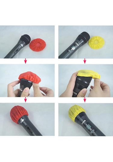 Mufunye 100 Adet Tek Kullandım Mikrofon Kılıfı, Nonwoven Bezi, U/o Tipi, Korozyon Ve Toz Koruma, Siyah, Ktv/müzik Enstrümanı İçin