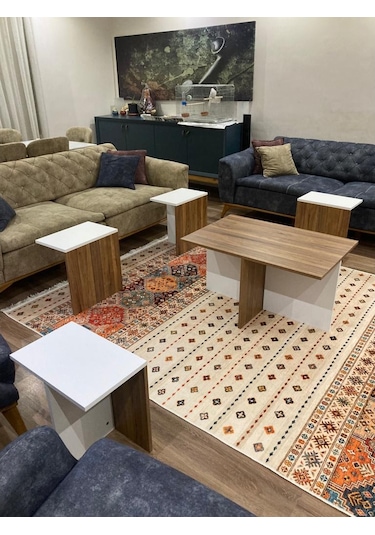 Bicabin Milano Dört Zigonlu Dekoratif Orta Sehpa Beyaz