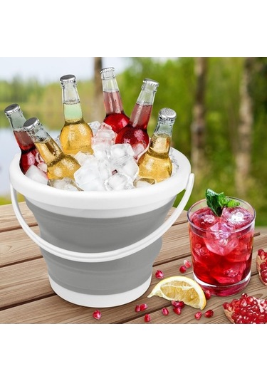 Flybuy Ve Temizlik Temizleyici Taşınabilir Silikon Kovası Katlanabilir Gri Buz Banyo 5l - My Gri