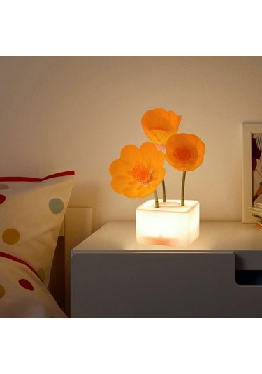 Homyl Otomatik Blooming Çiçek Gece Işık Yatak Odası Ekran Sari Çok Renkli