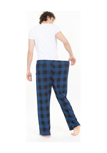 Büyük Beden Erkek Pijama Altı Cepli Fermuarlı Blr-08- 1017 Mavi