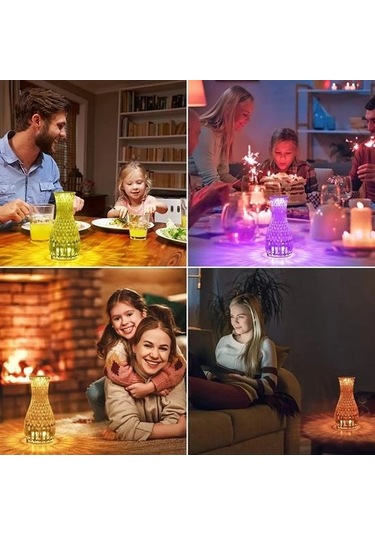 Sürahi Model Usb Şarjlı Kumandalı 16 Farklı Işık Modlu Masa Üstü Kristal Akrilik Lamba Led 5365 Çok Renkli