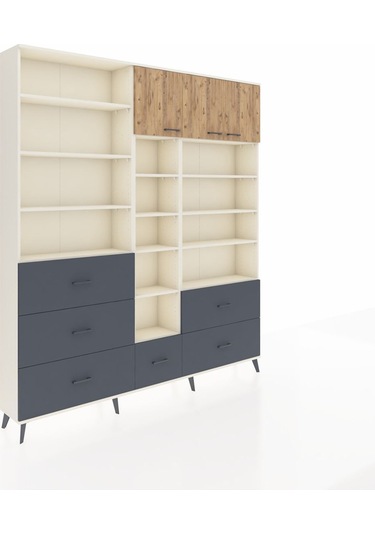 Arges Dolap 17 Raflı 6 Çekmeceli 3 Kapaklı 220x30x243 Aytaşı-çam/antrasit Atlas Çam/antrasıt