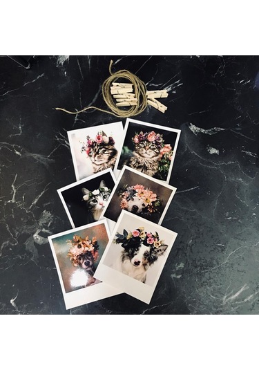 20 Adet Polokart Baskısı - İpi ve Renkli Mandallarıyla Birlikte