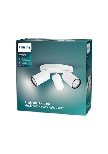 Philips myLiving Pongee Tavan/Duvar 3'lü Beyaz Spot Lamba GU10 Duy (Ampul birlikte verilmez)