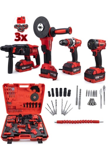 Branzeg BRZ62S 36V 4'lü Şarjlı Kırmızı Matkap Seti 13 MM