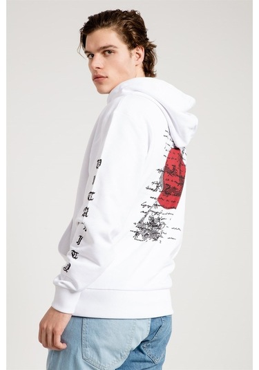 Jahr Marc Dragon Baskılı Beyaz Oversize Erkek Sweatshirt Beyaz