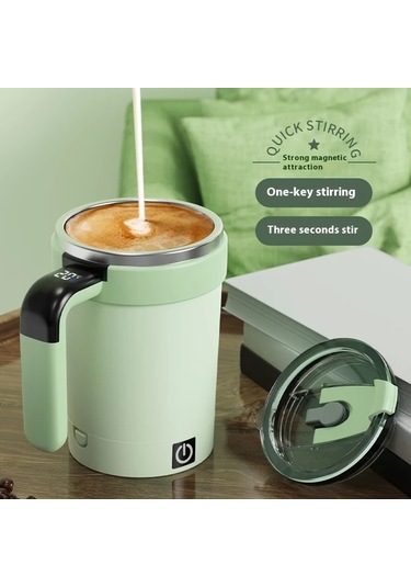 Motion003 Sıdajıa Taşınabilir Kahve Karıştırma Kupası Beyaz Samanlı Usb Şarj 350ml Kapasiteli Manyetik Otomatik Karıştırma Elektrikli Kahve Tozu Demleme